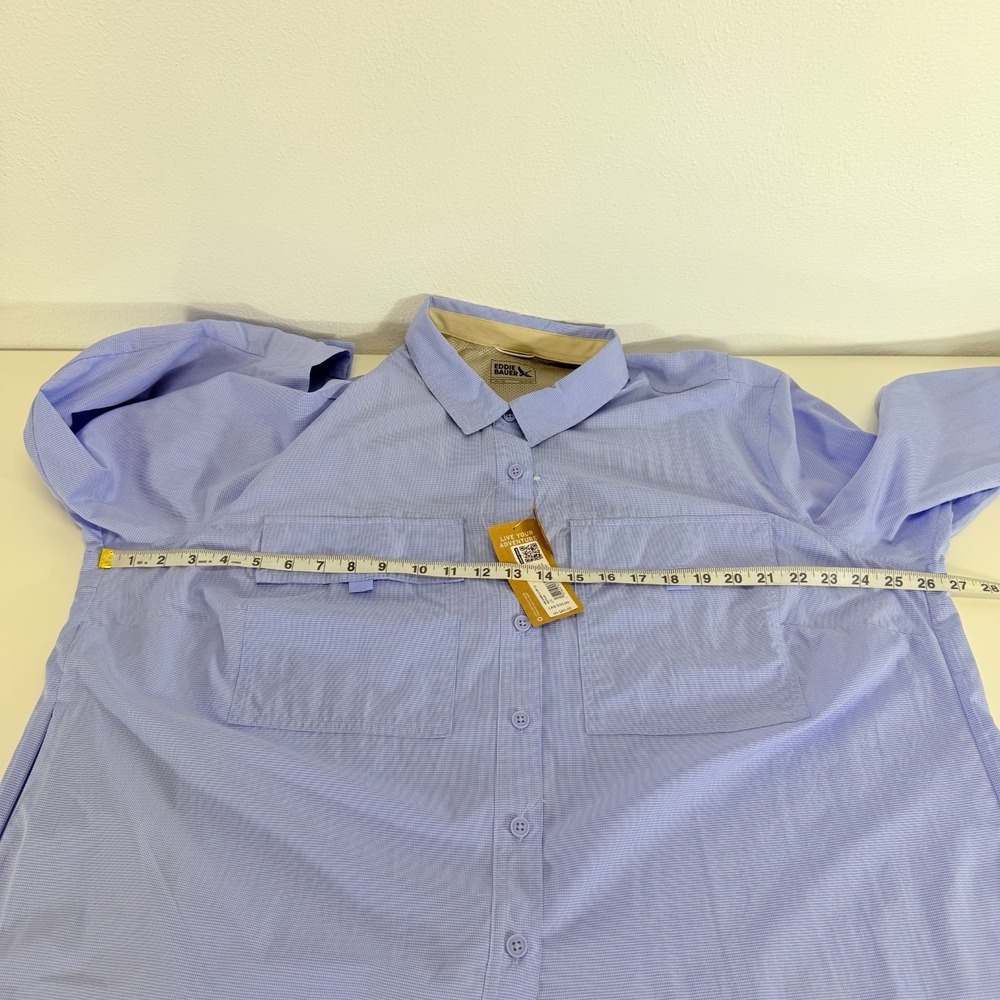 Eddie Bauer Women's Guide 3.0 UPF Roll Tab Long Sleeve Blue Travel Shirt 2X Plus - Picture 5 of 10
